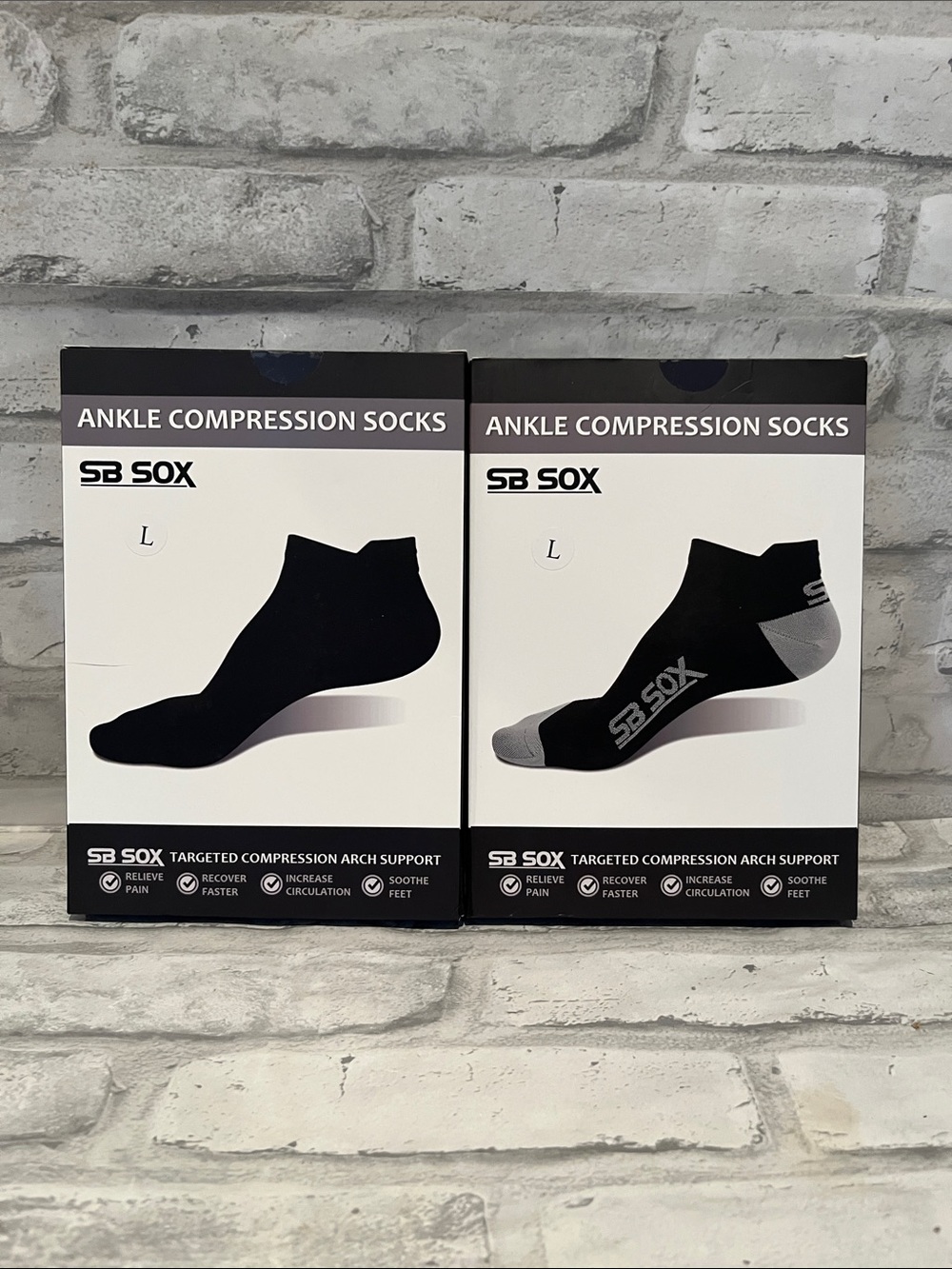 Ankle Compression Socks - Black gray size large new
